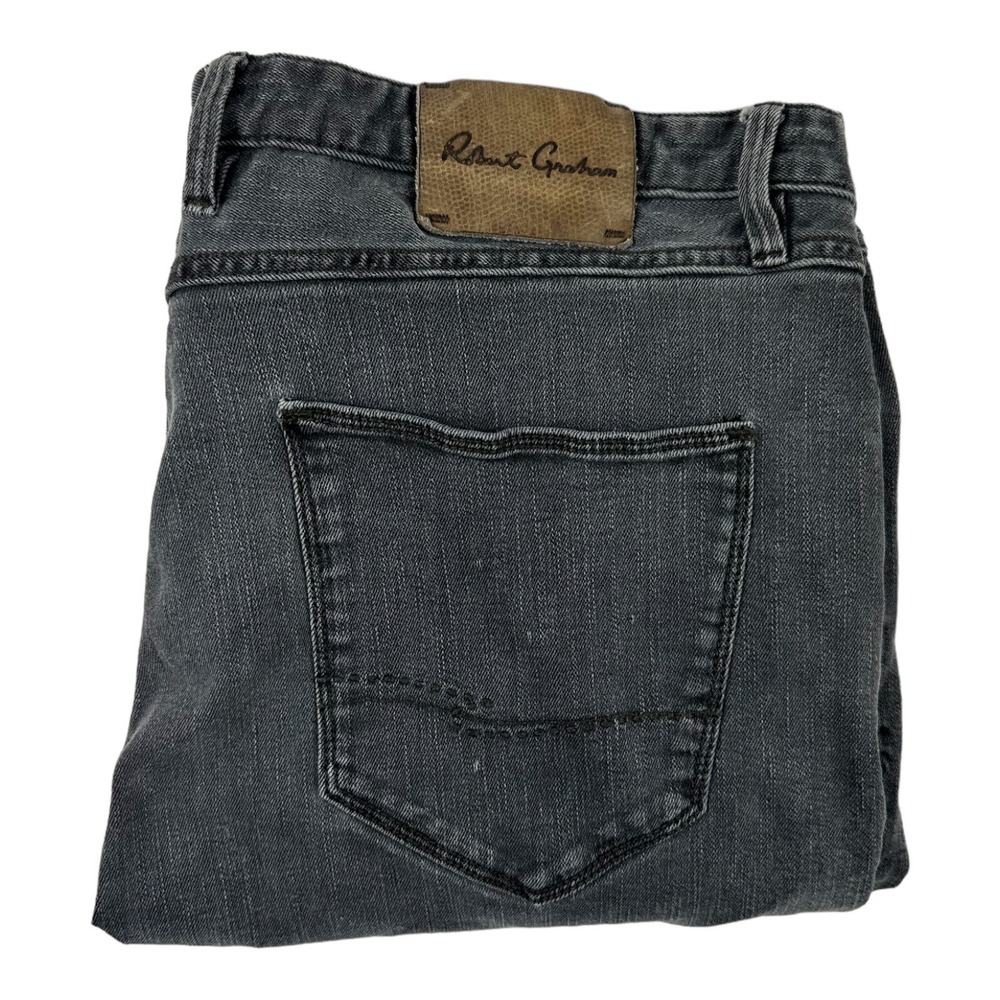 Robert Graham Faded Wash Black Yates Mens Jeans Size 38x27
